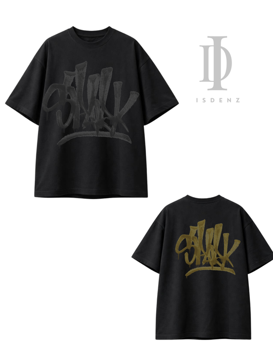Playera Oversize ISDENZ Graffiti – Edición Street Black/Gold